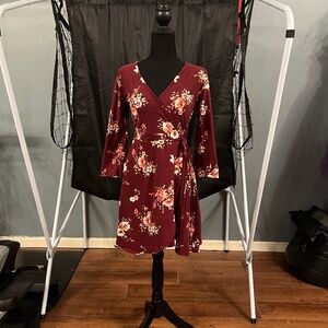 Rue 21 v-neck maroon wrap dress